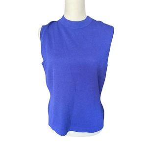 St. John Womens Ribbed Knit Sleeveless Sweater Vest Size M Blue